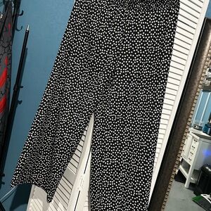 SHEIN Black and White Floral Print Pants